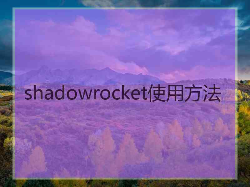 shadowrocket使用方法