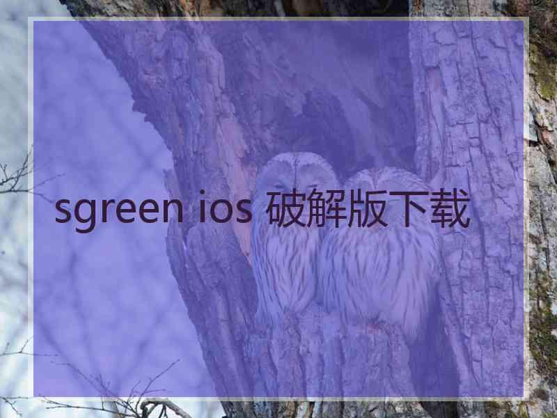 sgreen ios 破解版下载