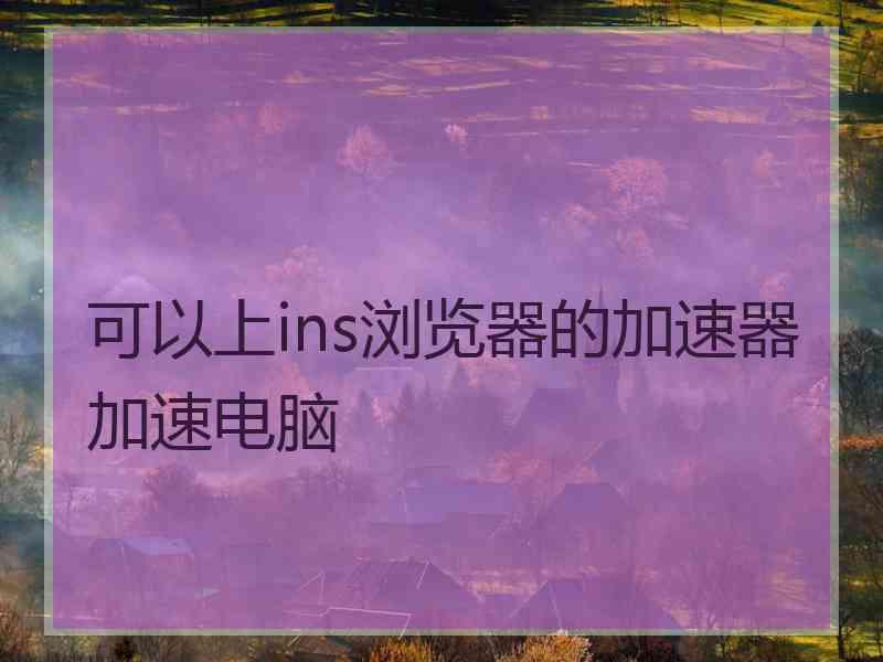 可以上ins浏览器的加速器加速电脑