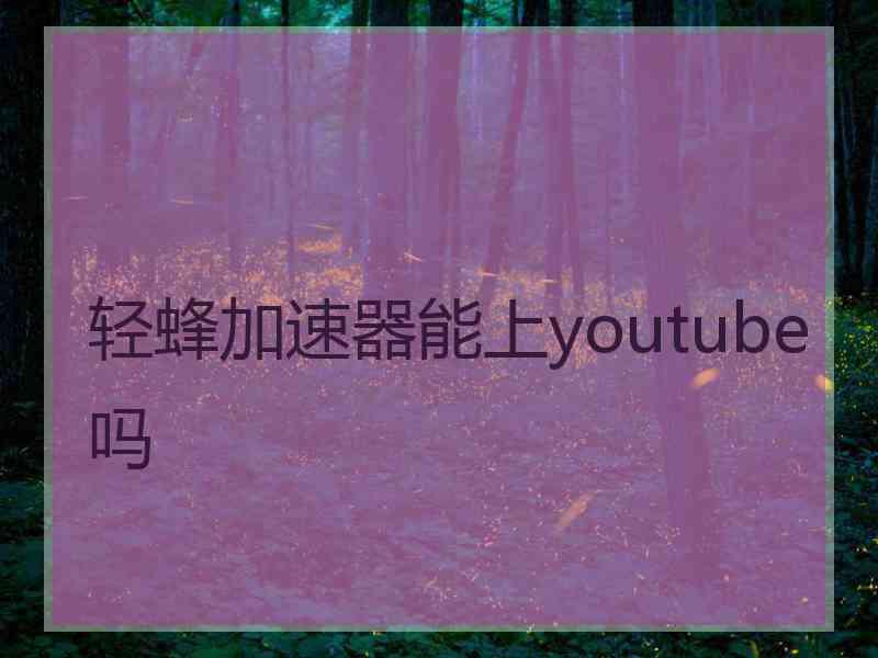 轻蜂加速器能上youtube吗