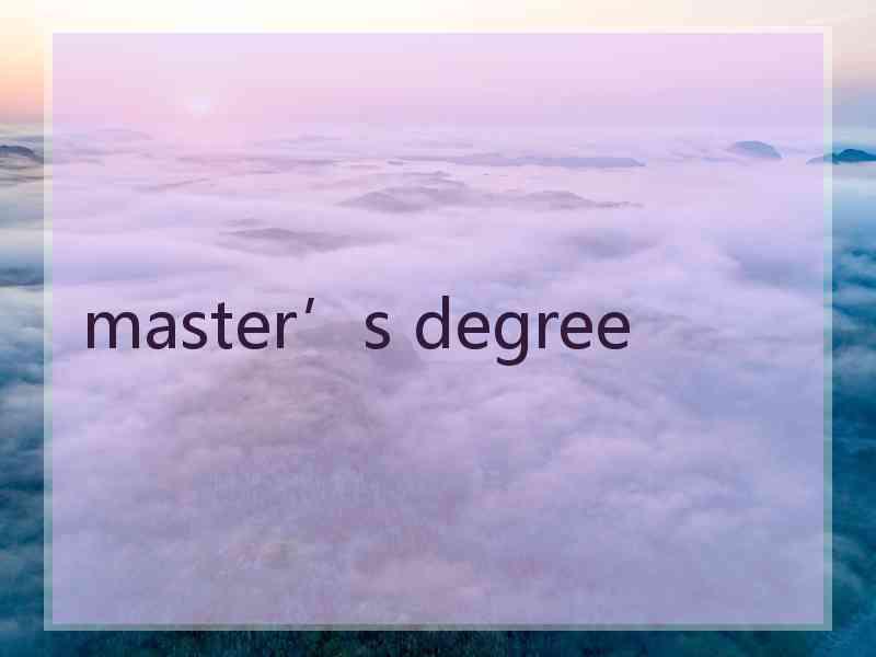 master’s degree