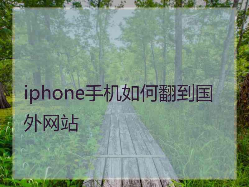 iphone手机如何翻到国外网站